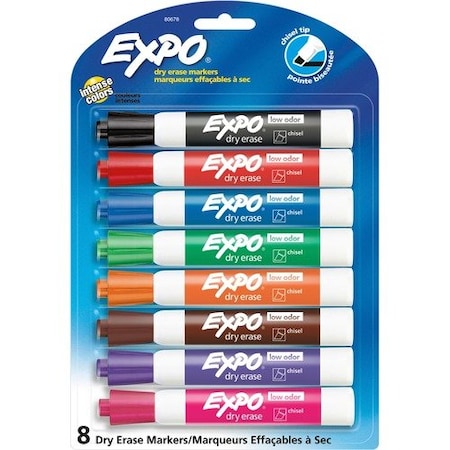 Newell Brands Dry-erase Markers, Chisel Point, Nontoxic, Assorted, 8PK SAN80678